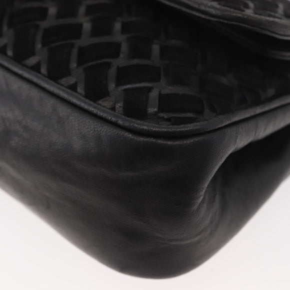 BALLY Shoulder Bag Leather Black Gold Auth YKZ1046