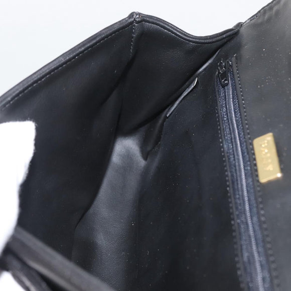 BALLY Shoulder Bag Leather Black Gold Auth YKZ1046
