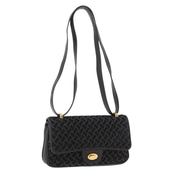 BALLY Shoulder Bag Leather Black Gold Auth YKZ1046