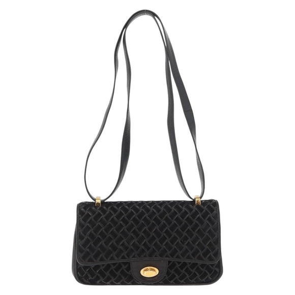 BALLY Shoulder Bag Leather Black Gold Auth YKZ1046