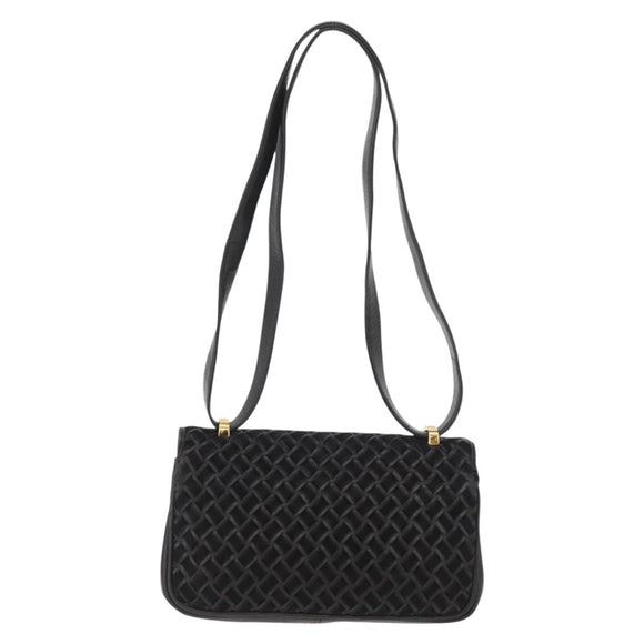 BALLY Shoulder Bag Leather Black Gold Auth YKZ1046