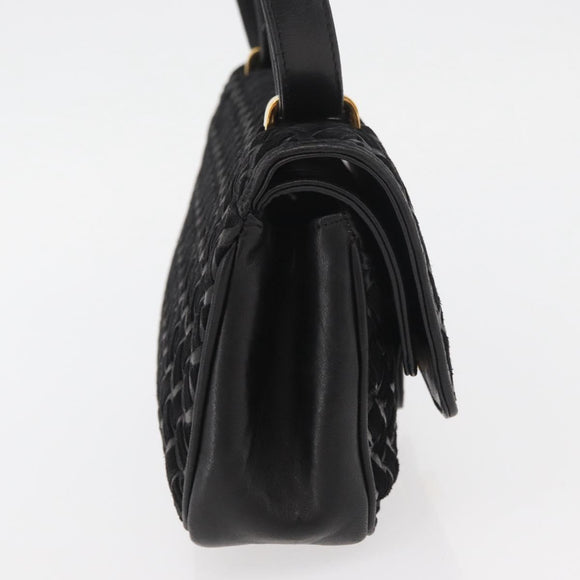 BALLY Shoulder Bag Leather Black Gold Auth YKZ1046