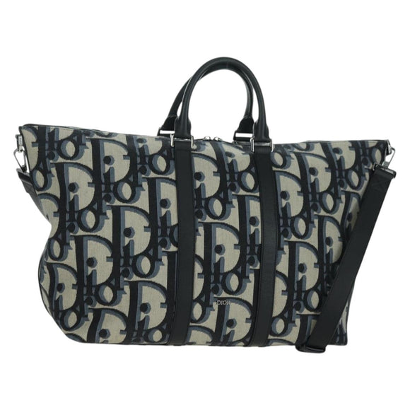 Christian Dior Trotter Canvas Weekender 40 Bag 2way Navy Silver Auth YKZ1047SAM