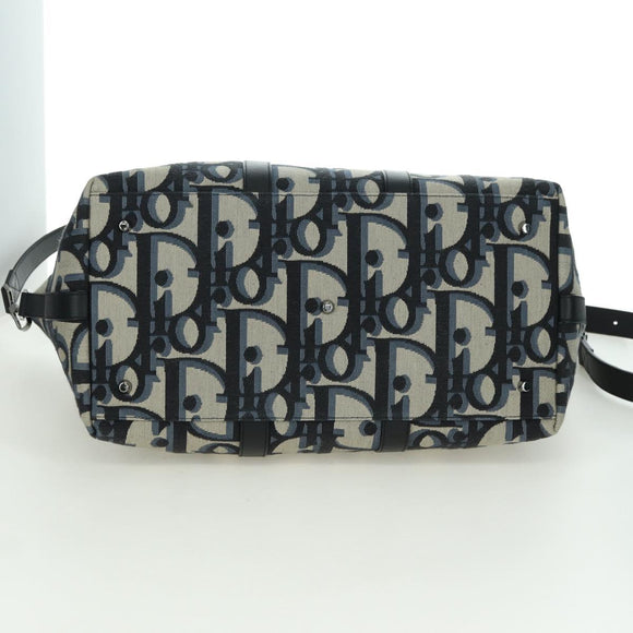 Christian Dior Trotter Canvas Weekender 40 Bag 2way Navy Silver Auth YKZ1047SAM