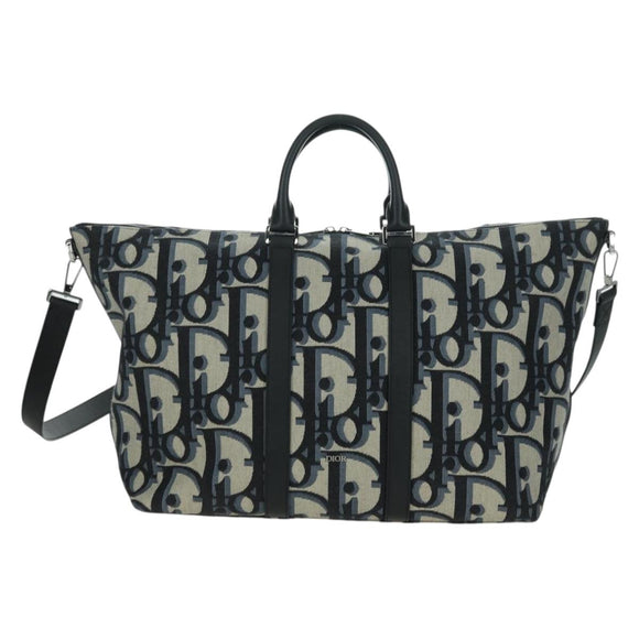 Christian Dior Trotter Canvas Weekender 40 Bag 2way Navy Silver Auth YKZ1047SAM