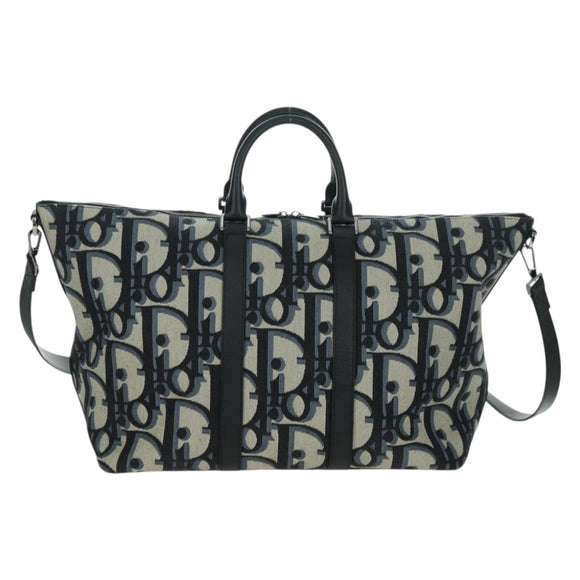 Christian Dior Trotter Canvas Weekender 40 Bag 2way Navy Silver Auth YKZ1047SAM