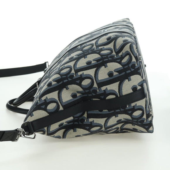 Christian Dior Trotter Canvas Weekender 40 Bag 2way Navy Silver Auth YKZ1047SAM
