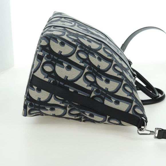 Christian Dior Trotter Canvas Weekender 40 Bag 2way Navy Silver Auth YKZ1047SAM