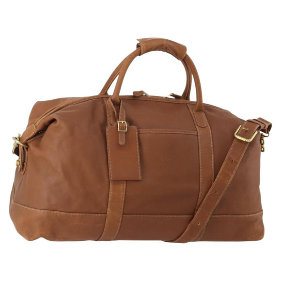Coach Boston Bag Leather 2way Brown Gold Auth YKZ1048