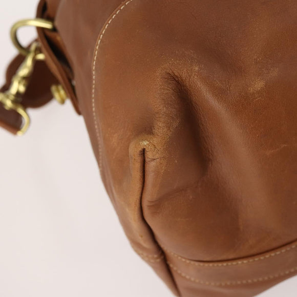 Coach Boston Bag Leather 2way Brown Gold Auth YKZ1048