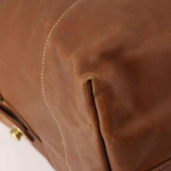 Coach Boston Bag Leather 2way Brown Gold Auth YKZ1048