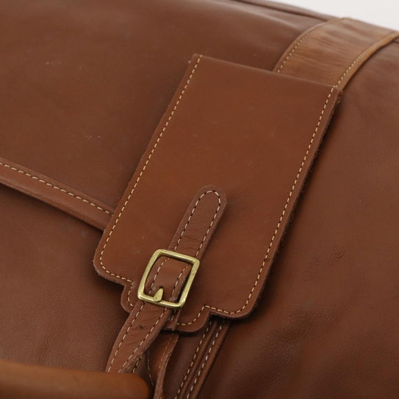 Coach Boston Bag Leather 2way Brown Gold Auth YKZ1048