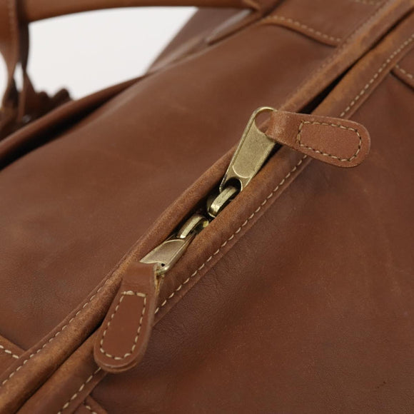 Coach Boston Bag Leather 2way Brown Gold Auth YKZ1048