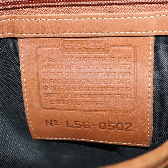 Coach Boston Bag Leather 2way Brown Gold Auth YKZ1048