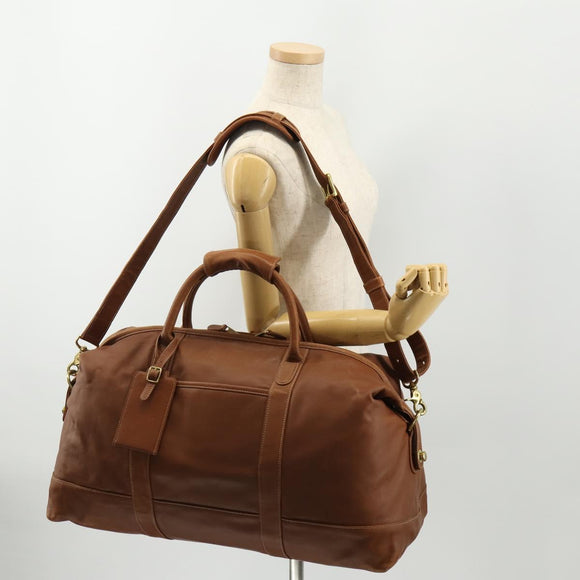 Coach Boston Bag Leather 2way Brown Gold Auth YKZ1048