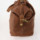 Coach Boston Bag Leather 2way Brown Gold Auth YKZ1048-4