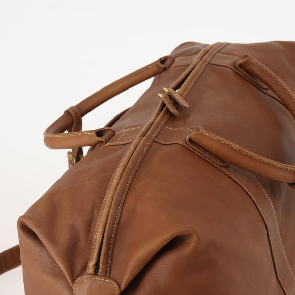 Coach Boston Bag Leather 2way Brown Gold Auth YKZ1048