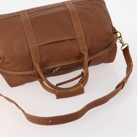 Coach Boston Bag Leather 2way Brown Gold Auth YKZ1048