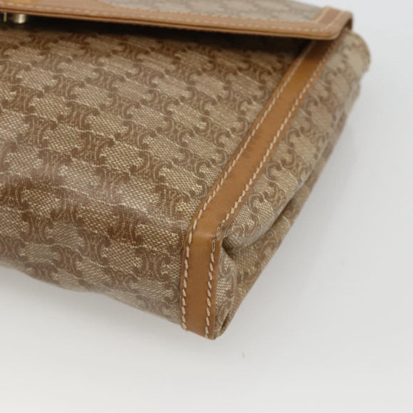 CELINE Macadam Canvas Shoulder Bag PVC Beige Gold Auth YKZ1049A