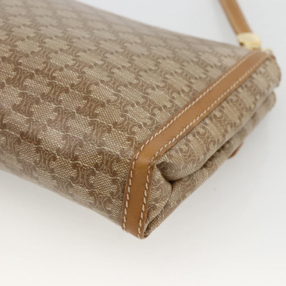 CELINE Macadam Canvas Shoulder Bag PVC Beige Gold Auth YKZ1049A