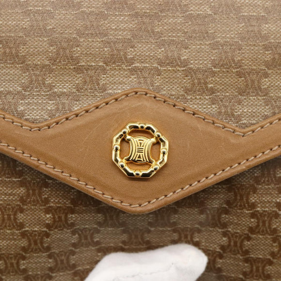 CELINE Macadam Canvas Shoulder Bag PVC Beige Gold Auth YKZ1049A