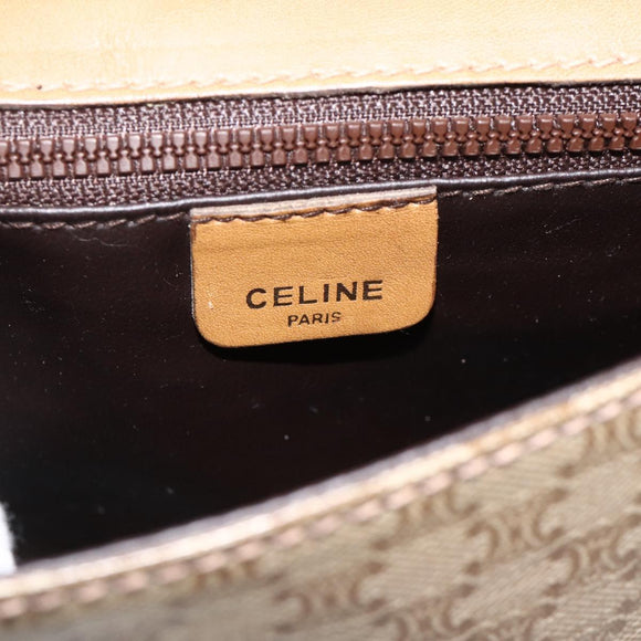 CELINE Macadam Canvas Shoulder Bag PVC Beige Gold Auth YKZ1049A