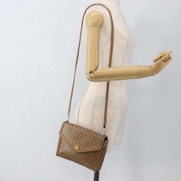 CELINE Macadam Canvas Shoulder Bag PVC Beige Gold Auth YKZ1049A