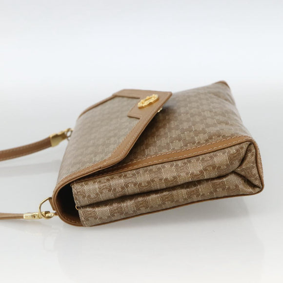 CELINE Macadam Canvas Shoulder Bag PVC Beige Gold Auth YKZ1049A