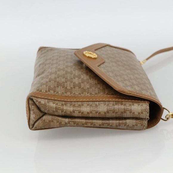 CELINE Macadam Canvas Shoulder Bag PVC Beige Gold Auth YKZ1049A
