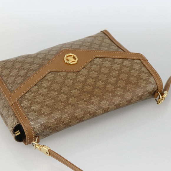 CELINE Macadam Canvas Shoulder Bag PVC Beige Gold Auth YKZ1049A