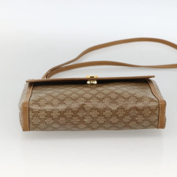 CELINE Macadam Canvas Shoulder Bag PVC Beige Gold Auth YKZ1049A