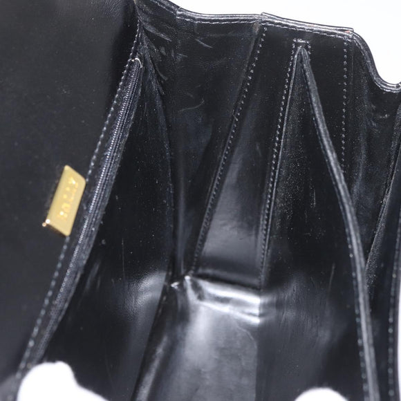 BALLY Hand Bag Leather 2way Black Gold Auth YKZ1052