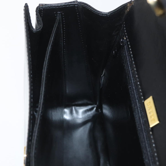 BALLY Hand Bag Leather 2way Black Gold Auth YKZ1052