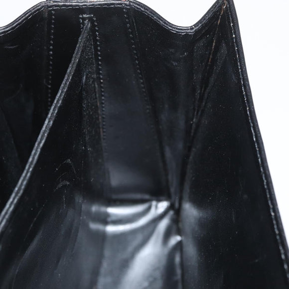 BALLY Hand Bag Leather 2way Black Gold Auth YKZ1052