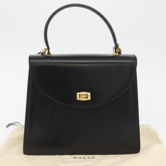 BALLY Hand Bag Leather 2way Black Gold Auth YKZ1052