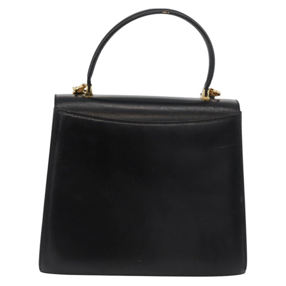 BALLY Hand Bag Leather 2way Black Gold Auth YKZ1052