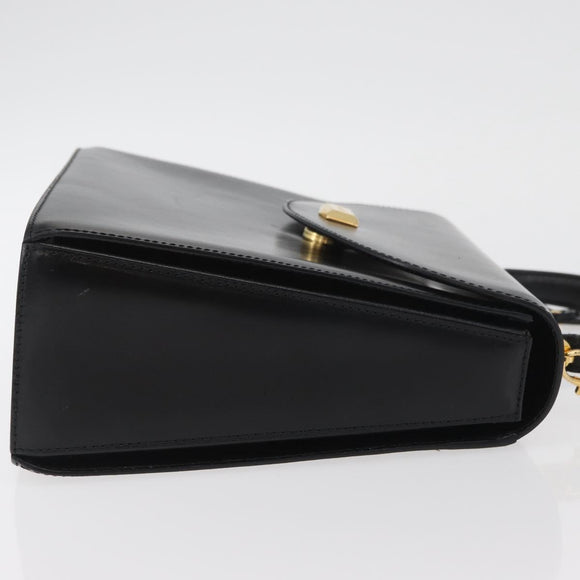 BALLY Hand Bag Leather 2way Black Gold Auth YKZ1052