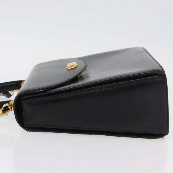 BALLY Hand Bag Leather 2way Black Gold Auth YKZ1052