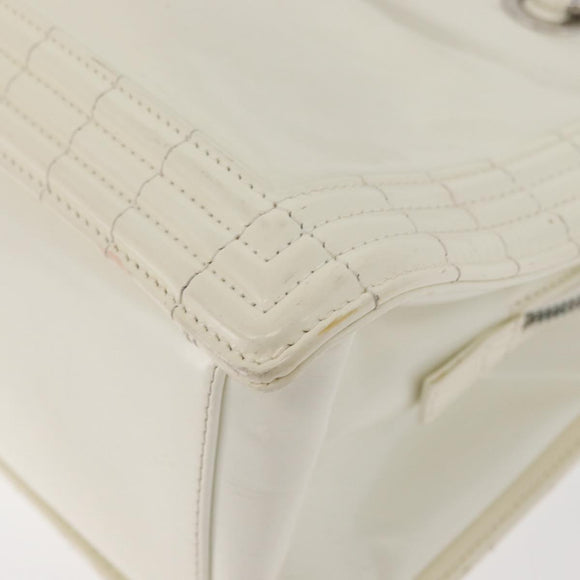 CHANEL Chain Boy Chanel Bag Patent leather White Silver CC Auth YKZ1054A