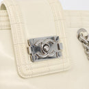 CHANEL Chain Boy Chanel Bag Patent leather White Silver CC Auth YKZ1054A-17