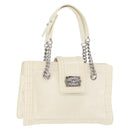 CHANEL Chain Boy Chanel Bag Patent leather White Silver CC Auth YKZ1054A-1