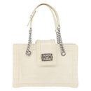 CHANEL Chain Boy Chanel Bag Patent leather White Silver CC Auth YKZ1054A-13