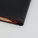 CELINE Circle Compact Wallet Leather Black Gold Auth YKZ1057A-16