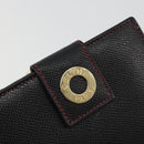 CELINE Circle Compact Wallet Leather Black Gold Auth YKZ1057A-17