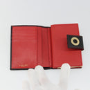 CELINE Circle Compact Wallet Leather Black Gold Auth YKZ1057A-8