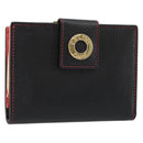 CELINE Circle Compact Wallet Leather Black Gold Auth YKZ1057A-1