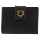 CELINE Circle Compact Wallet Leather Black Gold Auth YKZ1057A-13
