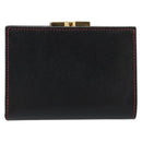 CELINE Circle Compact Wallet Leather Black Gold Auth YKZ1057A-2