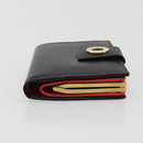 CELINE Circle Compact Wallet Leather Black Gold Auth YKZ1057A-3