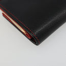 CELINE Circle Compact Wallet Leather Black Gold Auth YKZ1057A-14